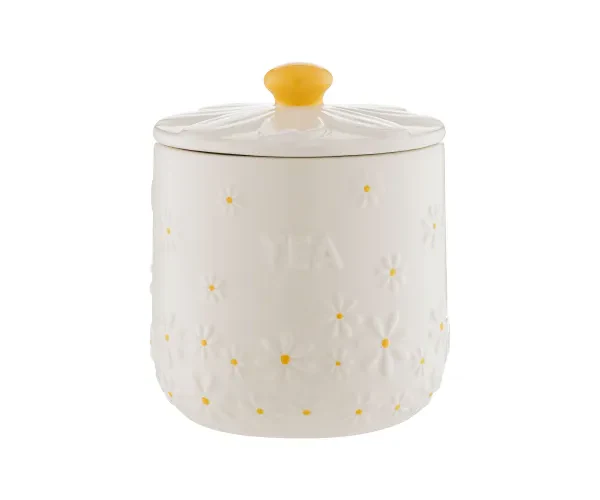Price & Kensington Daisy Ceramic Tea Jar | Airtight, Embossed Floral Design