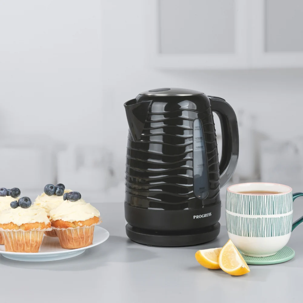 Progress Black Wave Texture Cordless Jug Kettle | 1.7 L, BPA-Free - Image 4