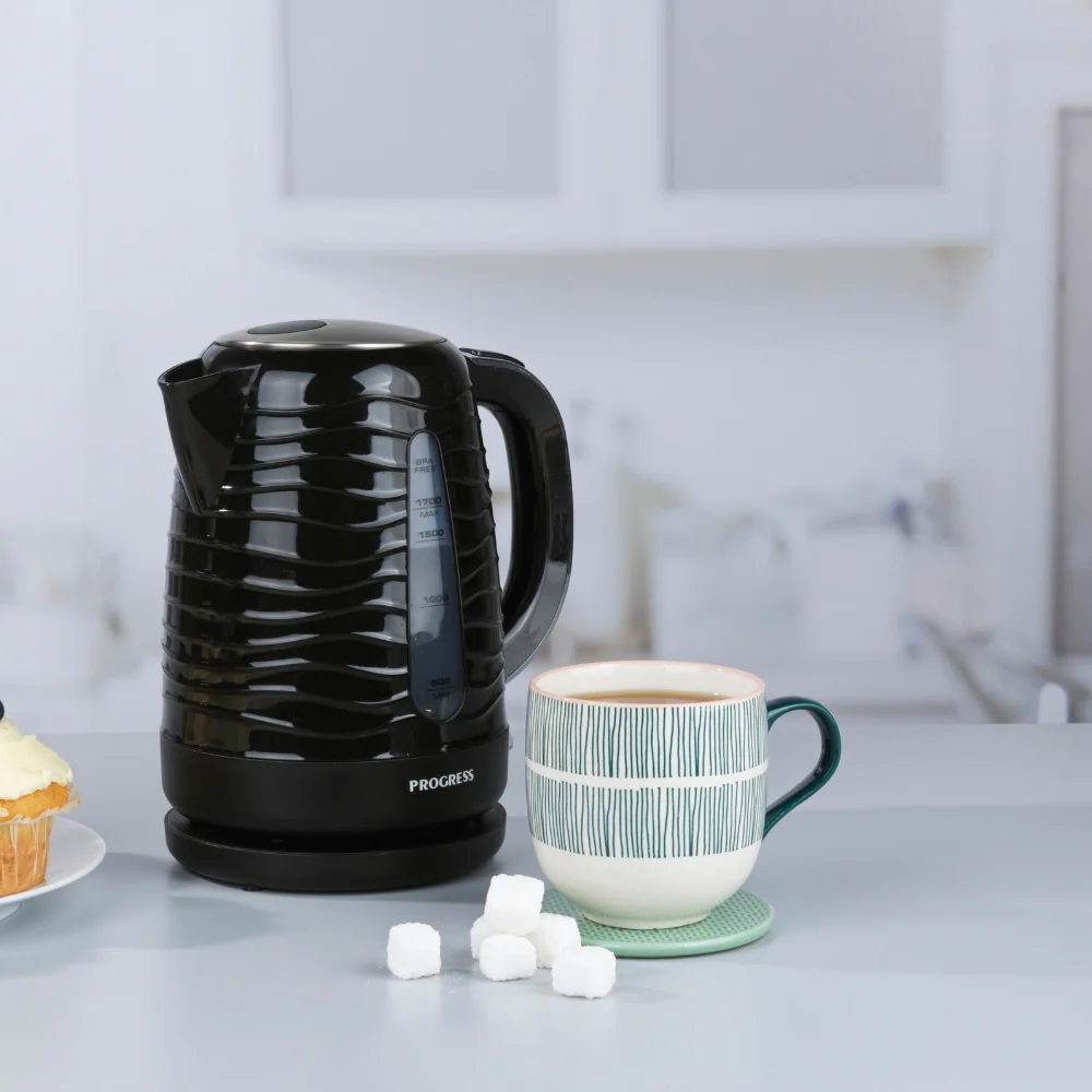 Progress Black Wave Texture Cordless Jug Kettle | 1.7 L, BPA-Free - Image 5