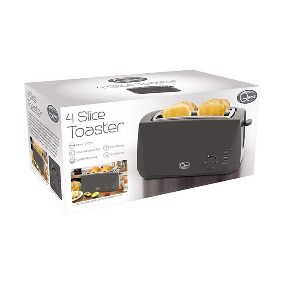 Quest Grey 4 Slice Toaster | 1400W - Image 3