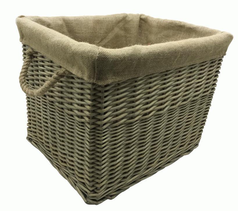 Rectangular Wicker Lined log Basket