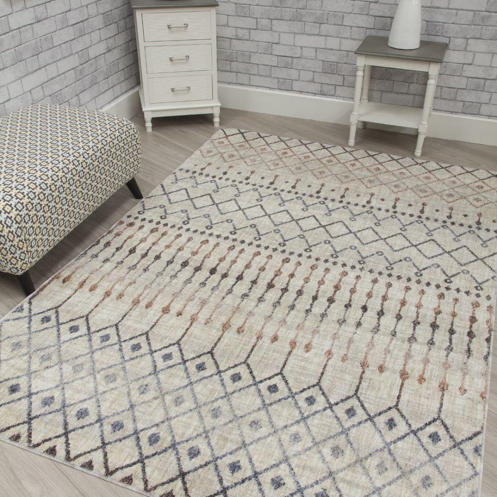 Revive Tribeca Cream Beige Modern Rug | Made From Recycled Plastic Bottles - Image 10