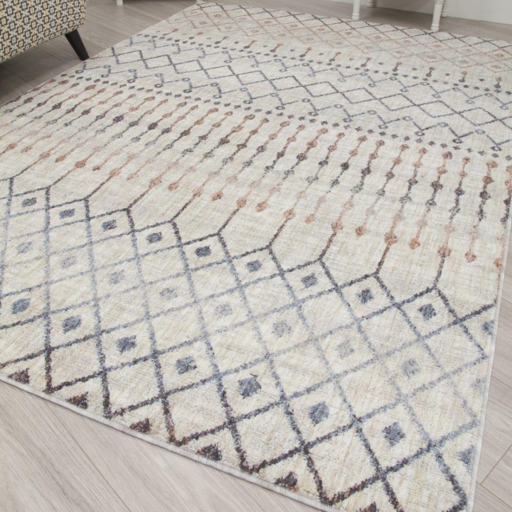 Revive Tribeca Cream Beige Modern Rug | Made From Recycled Plastic Bottles - Image 9