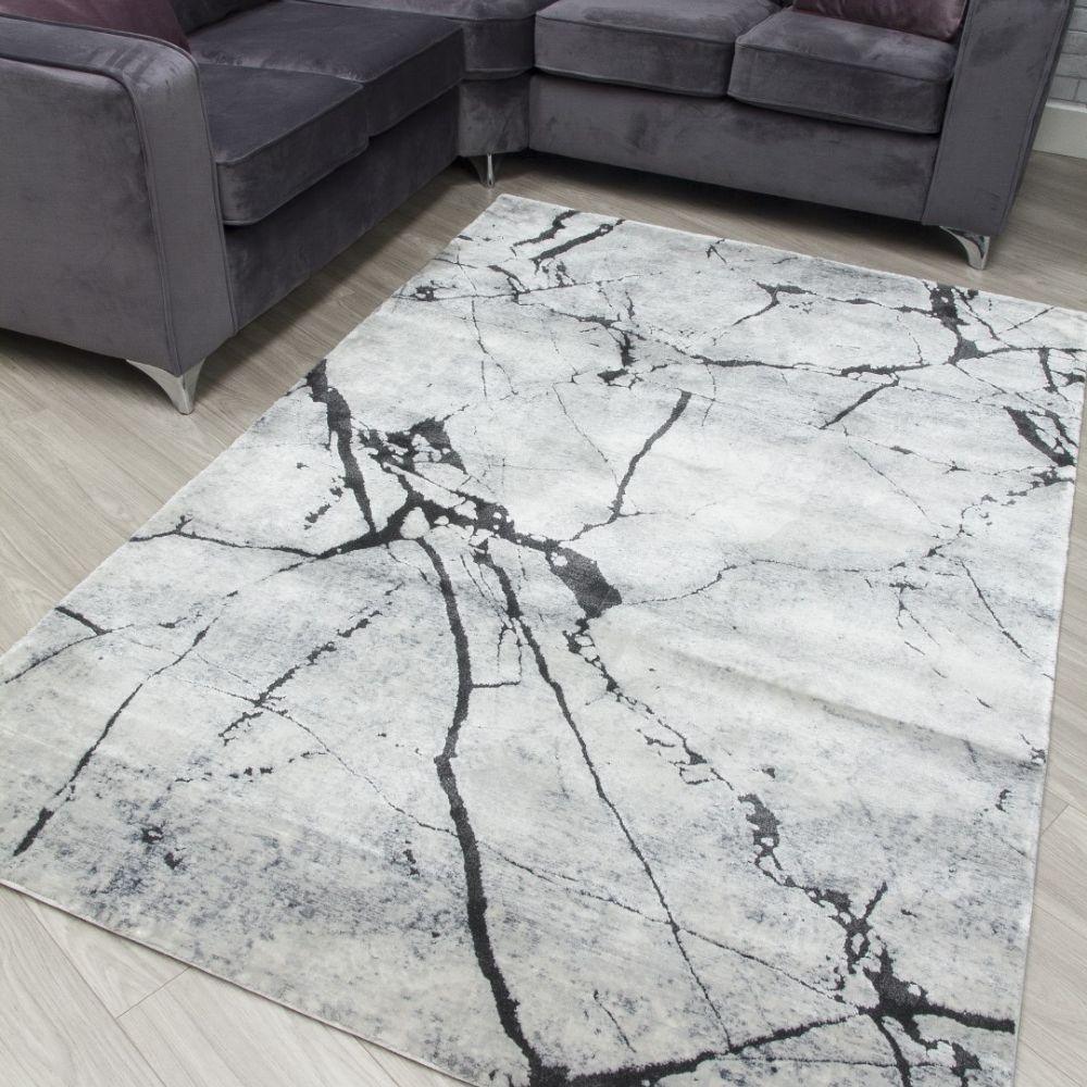 Rococo Glacial Grey Modern Rug | Abstract Design - Image 3