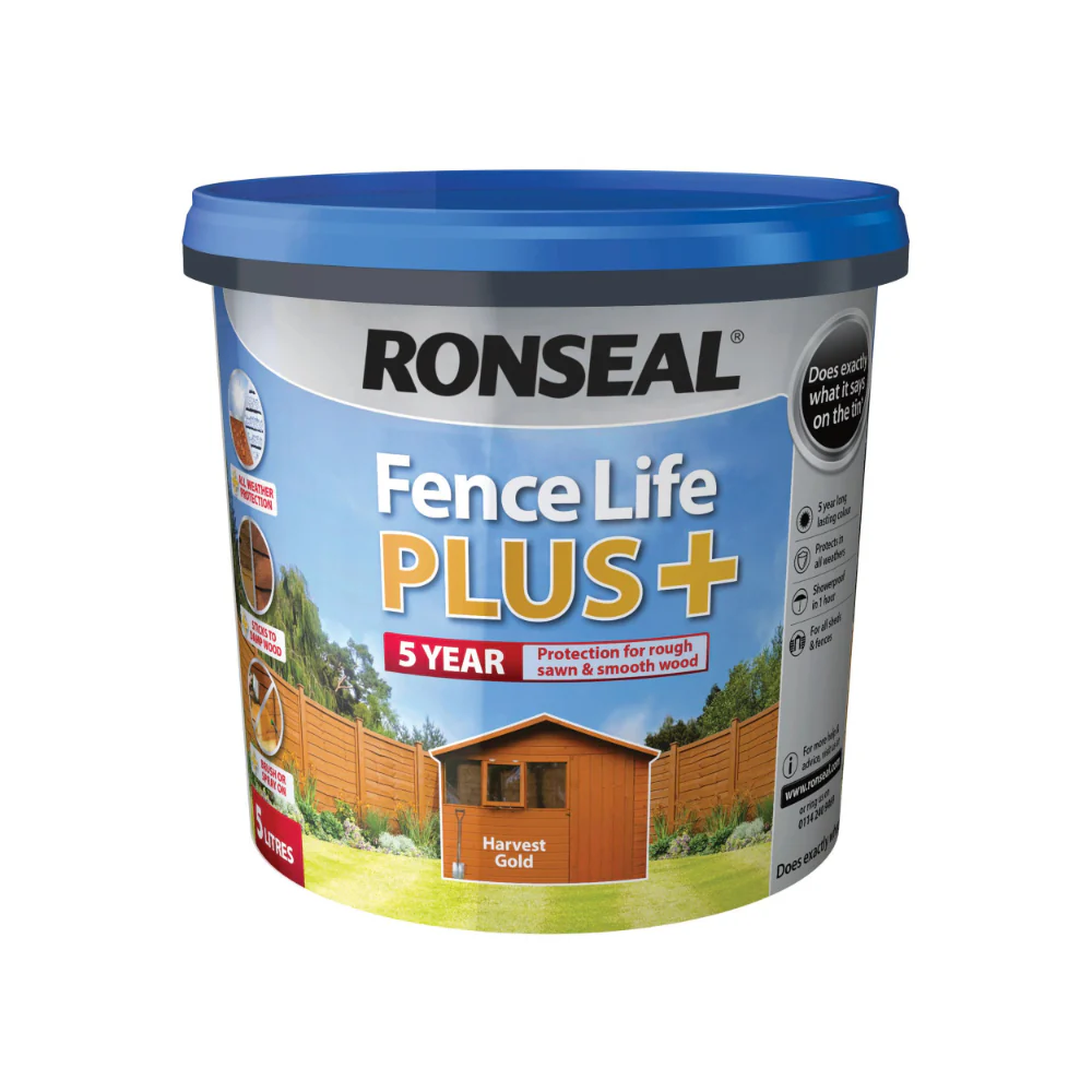 Ronseal Fence Life Plus Exterior Wood Treatment | Harvest Gold, 5L