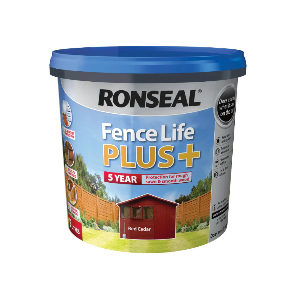 Ronseal Fence Life Plus Fence Paint | Red Cedar, 5L, 5 Year Protection