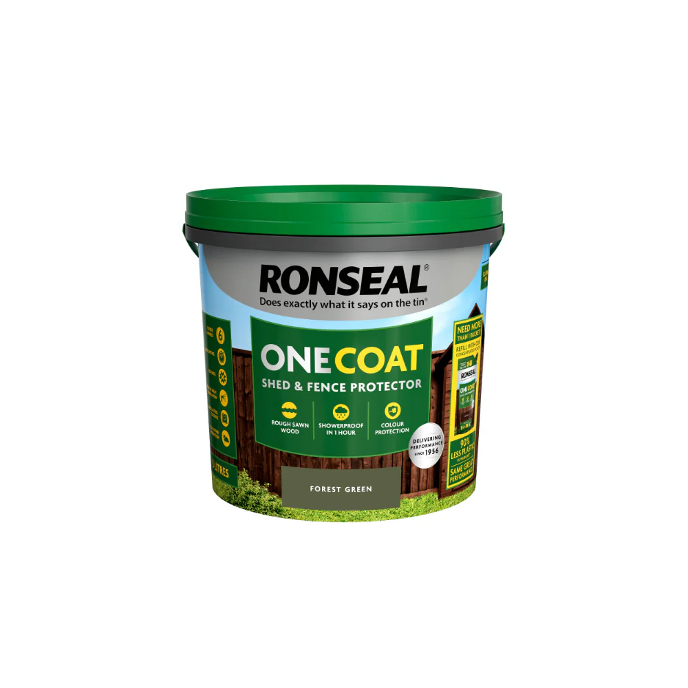 Ronseal One Coat Shed and Fence Protector | Forest Green, 5L