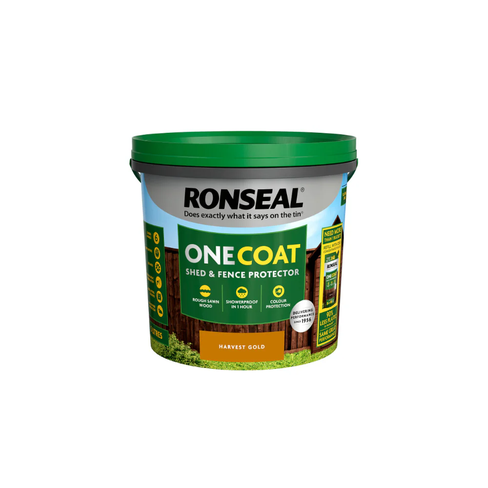 Ronseal One Coat Shed and Fence Treatment | Harvest Gold, 5L