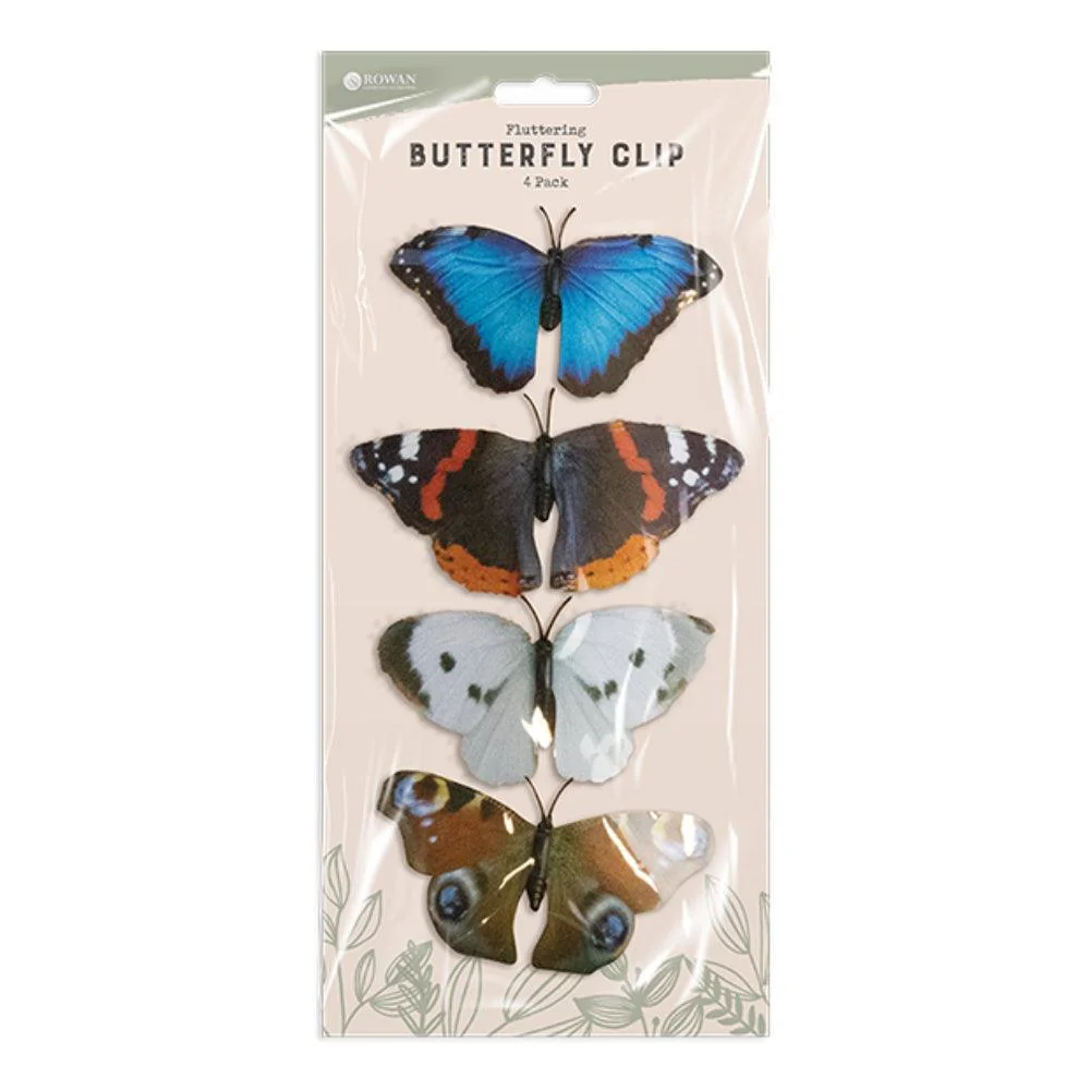 Rowan Fluttering Butterfly Decorations on Clip | Pack of 4