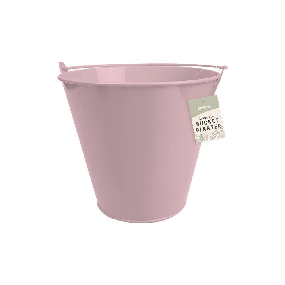 Rowan Round Tin Bucket Planter with Handle | Assorted Colour - Image 3
