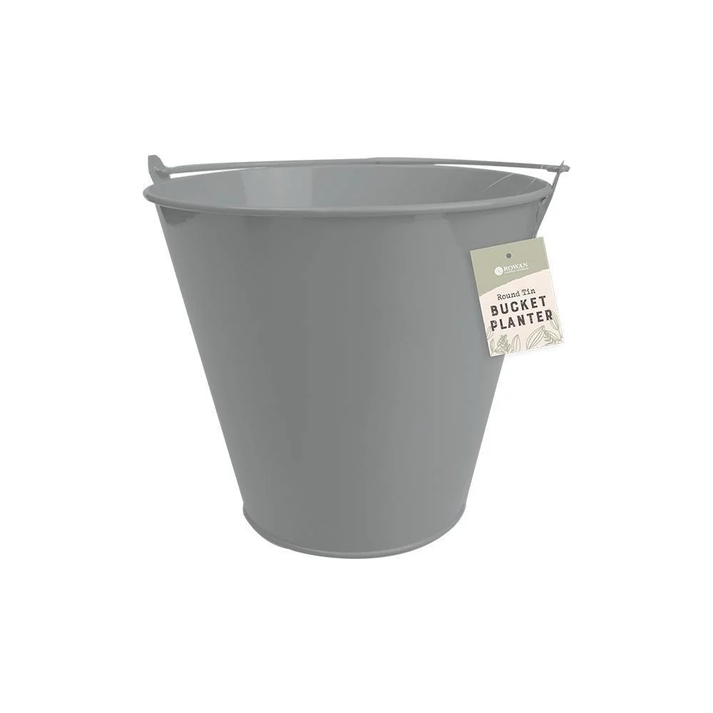 Rowan Round Tin Bucket Planter with Handle | Assorted Colour - Image 4