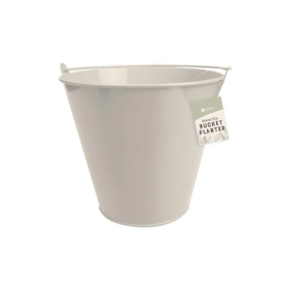 Rowan Round Tin Bucket Planter with Handle | Assorted Colour - Image 5