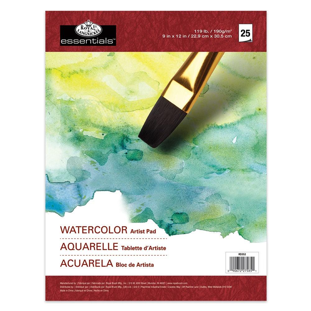 Royal & Langnickel Essentials Watercolor Artist Pad | 9 x 12-inch, 119lb Cold-Pressed Paper, 25 Sheets