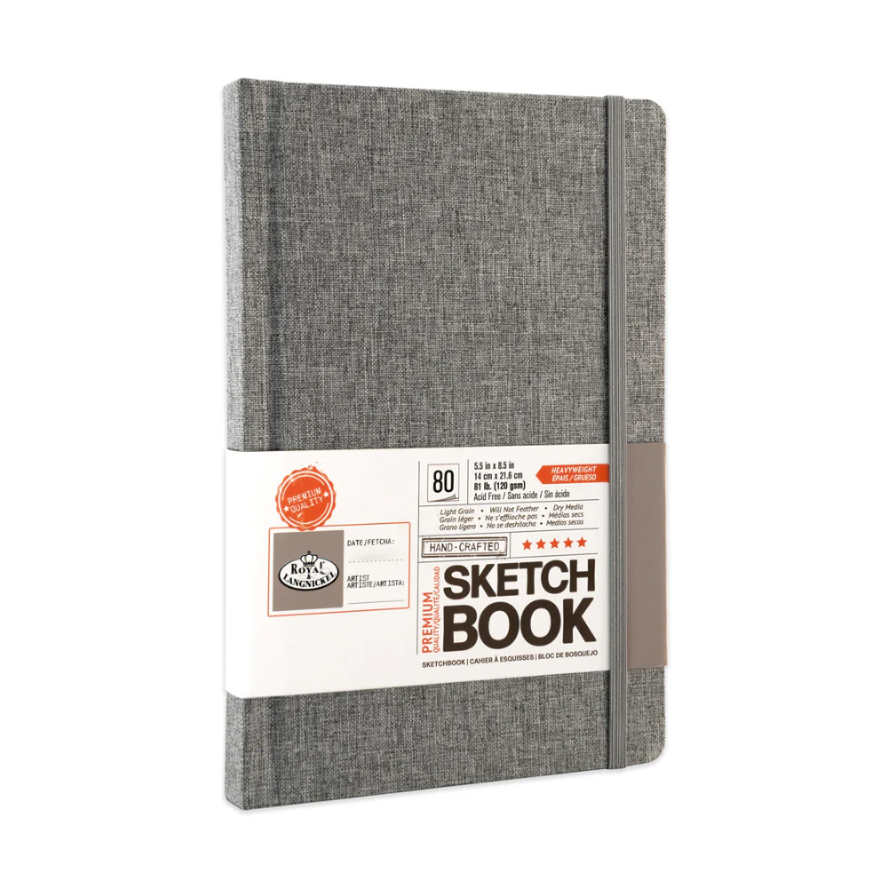 Royal & Langnickel Grey Fabric Cover HB Sketchbook | 5.5 x 8.5in