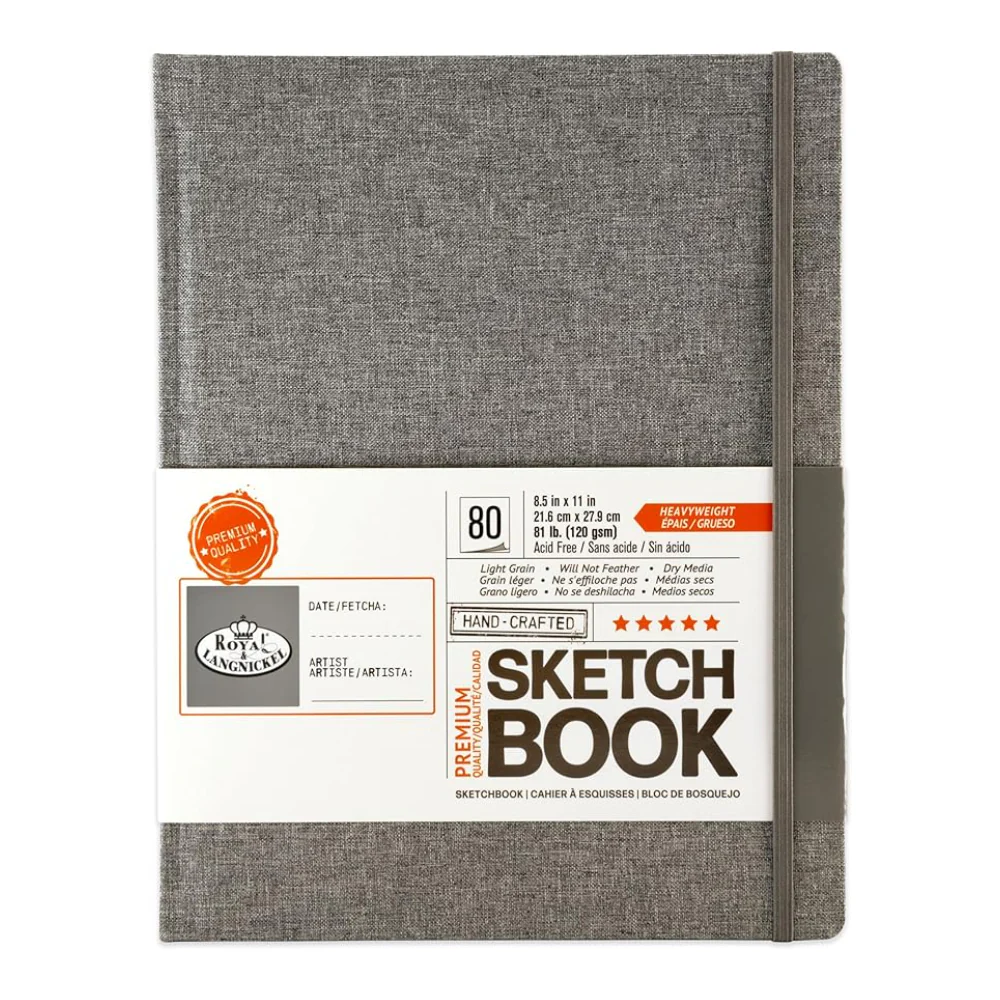 Royal & Langnickel Grey Fabric Cover HB Sketchbook | 8.5 x 11