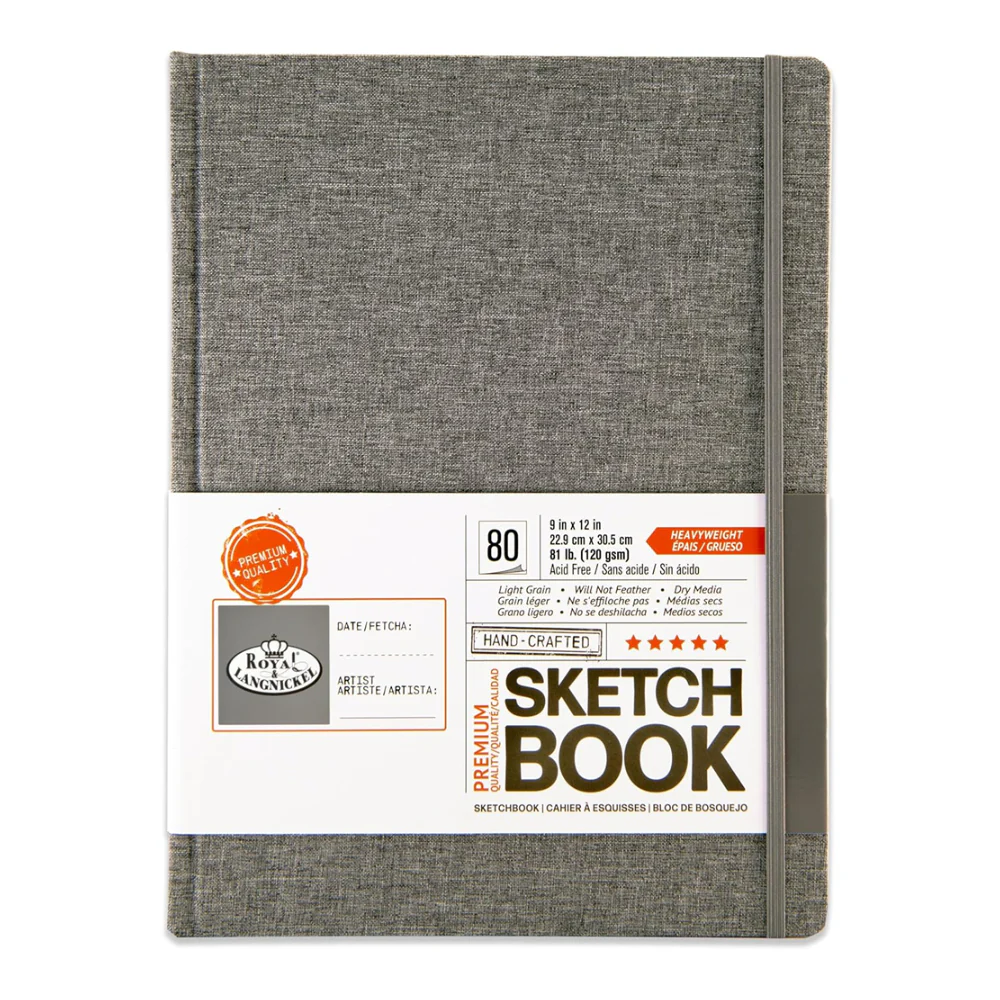 Royal & Langnickel Grey Fabric Hardback Sketchbook | 9 x 12