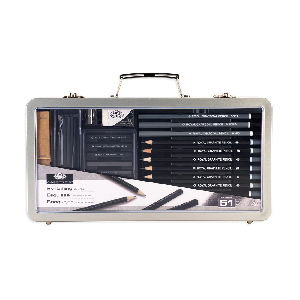 Royal & Langnickel Large Window Sketch Art Set | 51 Piece, HB–6B, Charcoal