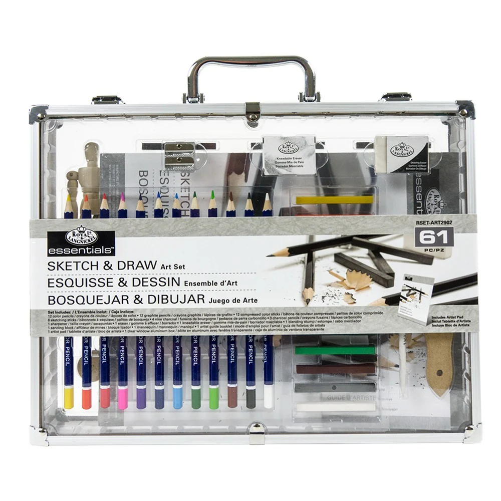 Royal & Langnickel Sketch & Draw Aluminium Box Set | Graphite Range, Charcoal - Image 2