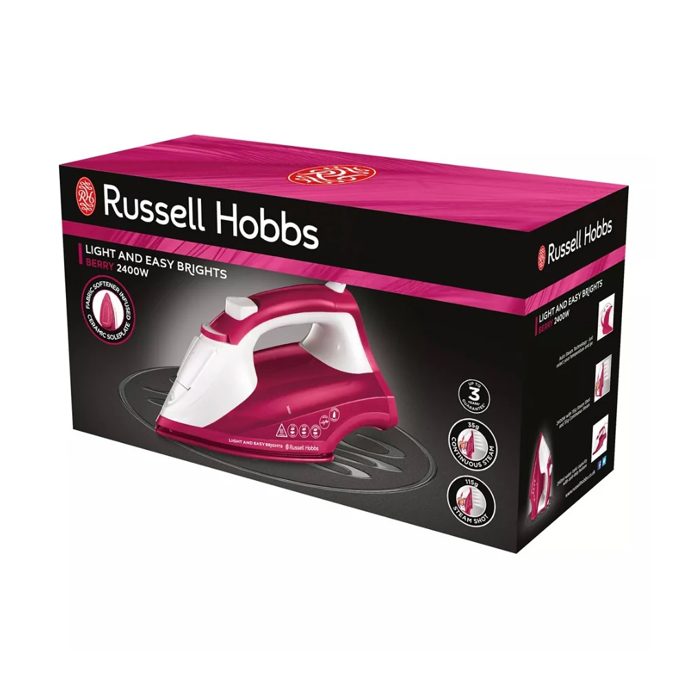 Russell Hobbs Berry Steam Iron | Auto Steam, Steam Shot, Vertical Steam - Image 2