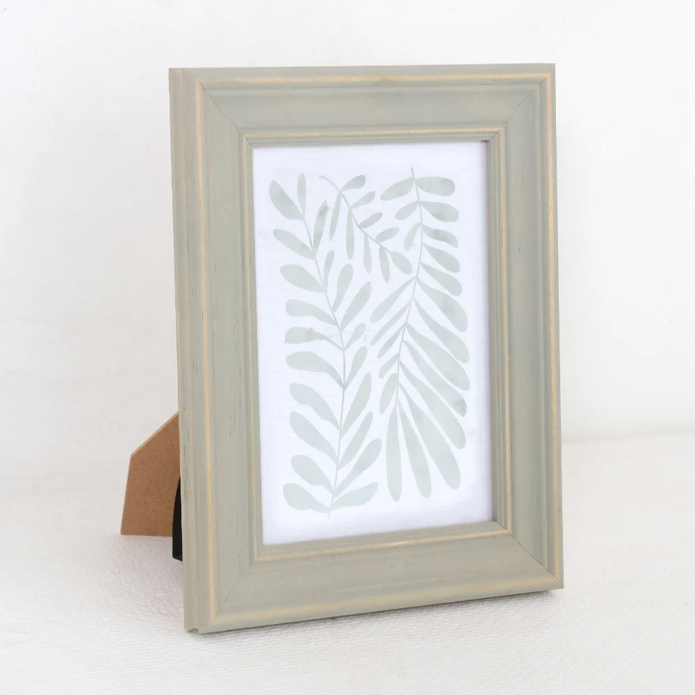 Sage Green Botanical Leaf Print Wooden Framed Wall Art | 5 x 7in - Image 2