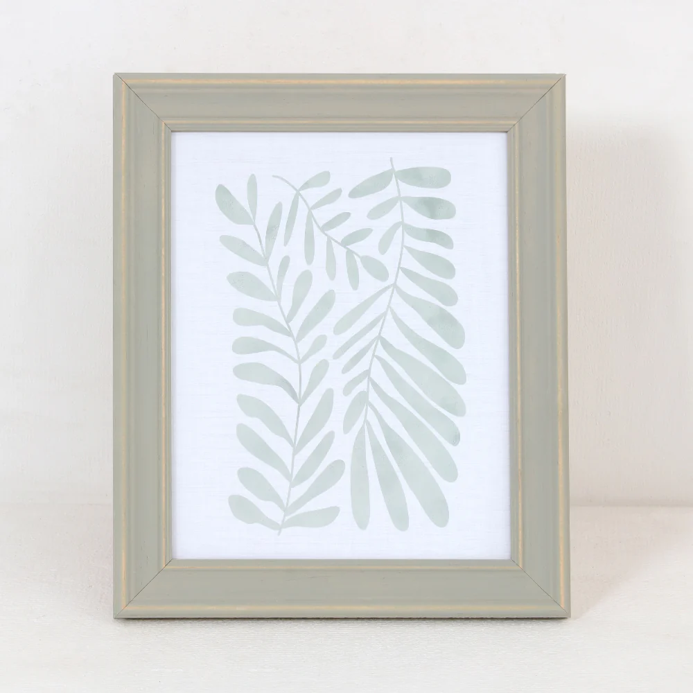 Sage Green Wooden Botanical Leaf Frame | 8 x 10in, Distressed Finish