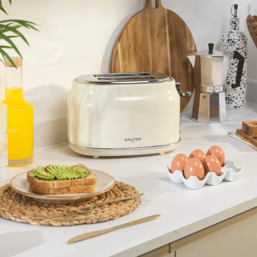 Salter Retro 2 Slice Toaster | Cream, Dual Controls, Reheat and Defrost - Image 3