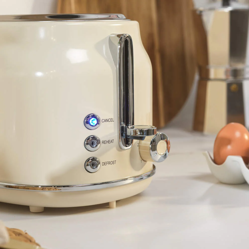 Salter Retro 2 Slice Toaster | Cream, Dual Controls, Reheat and Defrost - Image 4