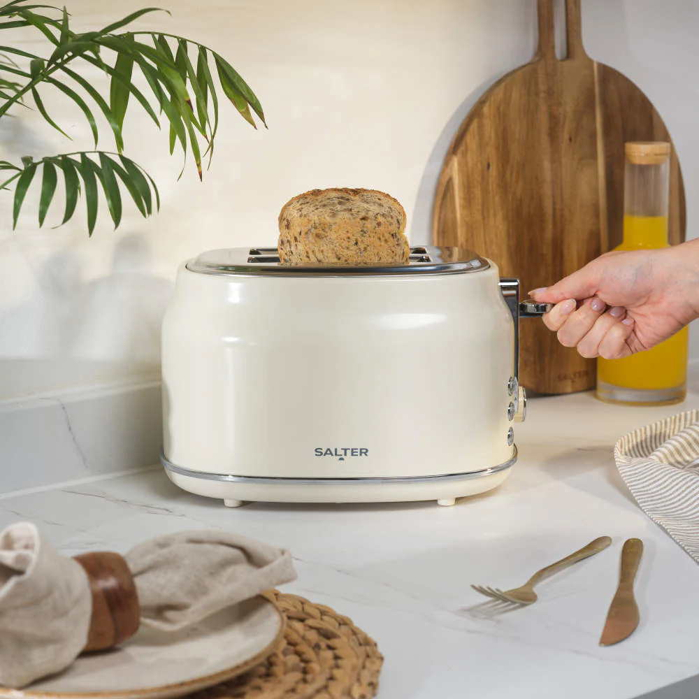 Salter Retro 2 Slice Toaster | Cream, Dual Controls, Reheat and Defrost - Image 5