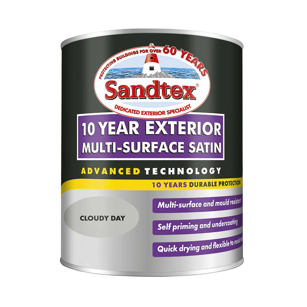 Sandtex Cloudy Day 10-Year Exterior Satin Multi-Surface Paint | 750ml