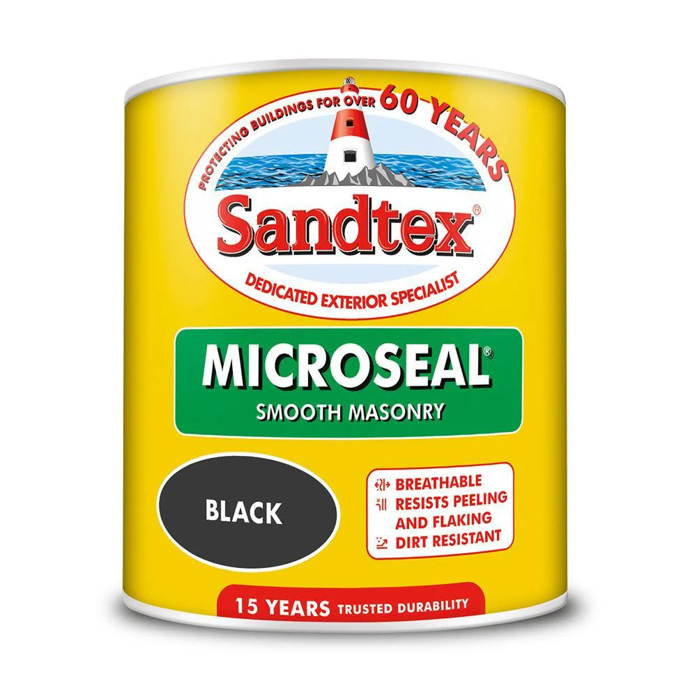 Sandtex Microseal Smooth Masonry Paint | Black - Image 3