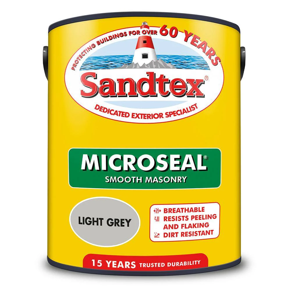 Sandtex Microseal Smooth Masonry Paint | Light Grey - Image 3