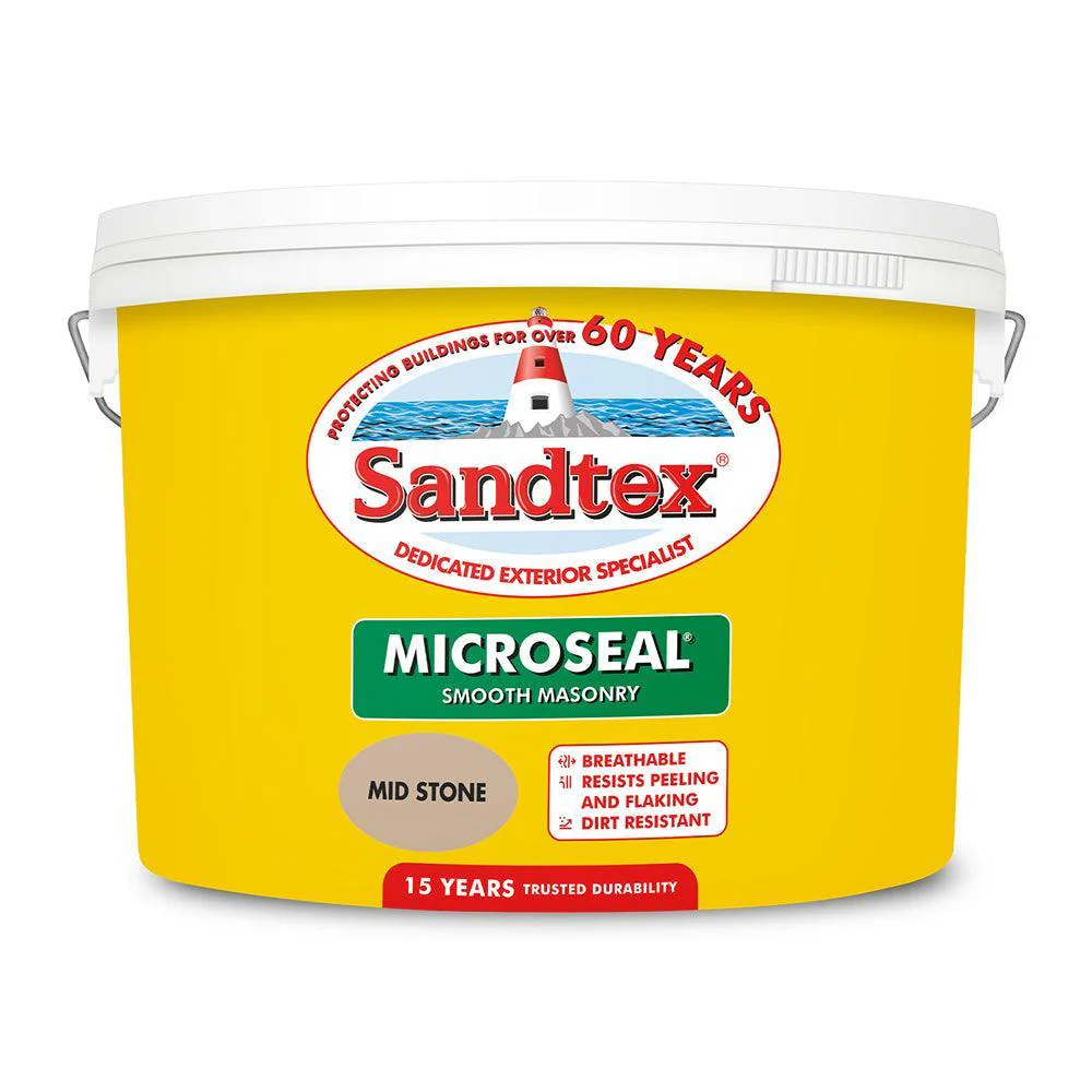 Sandtex Microseal Smooth Masonry Paint | Mid Stone - Image 3