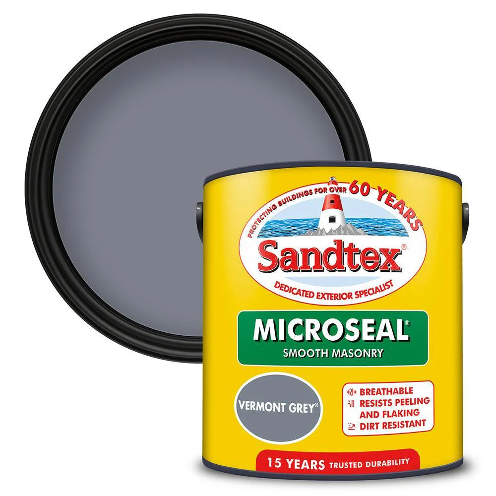 Sandtex Microseal Smooth Masonry Paint | Vermont Grey - Image 2