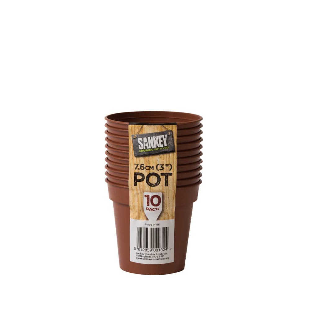 Sankey 7.6cm Grow Plant Pots | Pack of 10, Terracotta Brown, UK Made