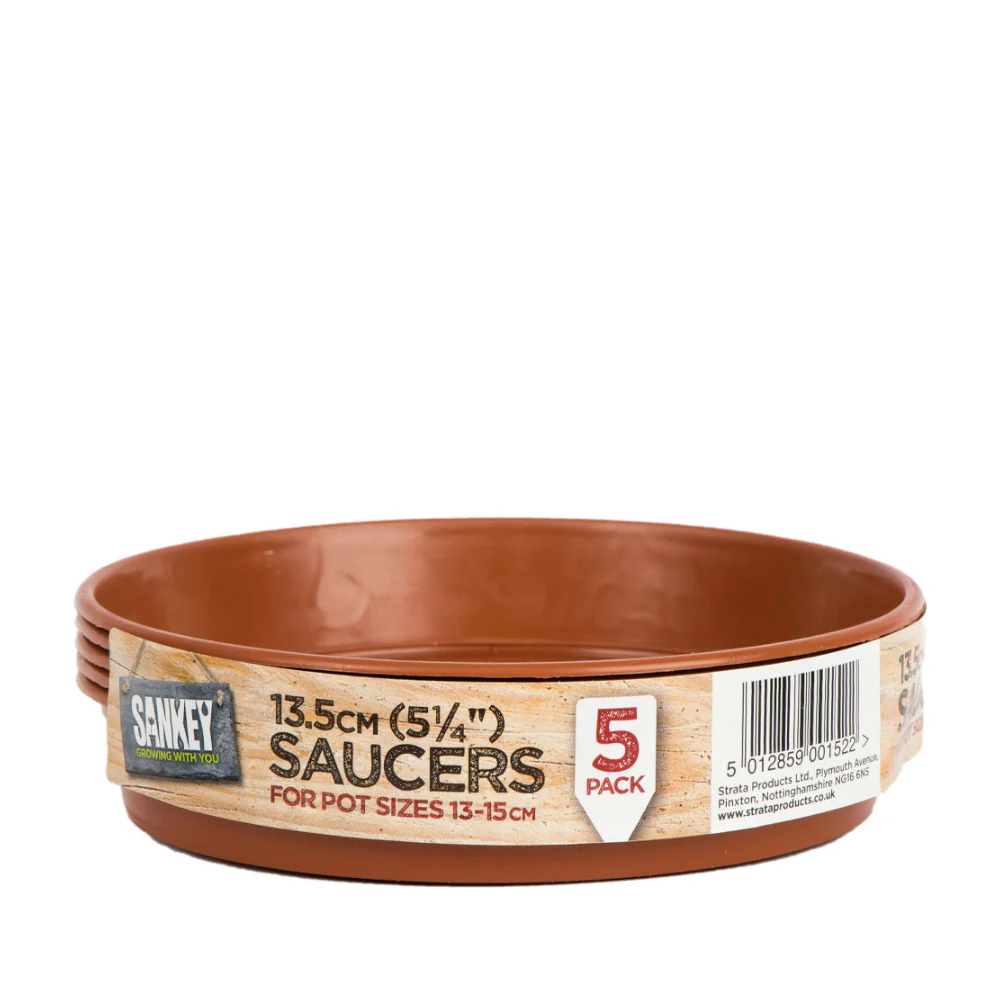 Sankey Grow Plant Pot Saucer | 13.5cm, Pack of 5, Terracotta