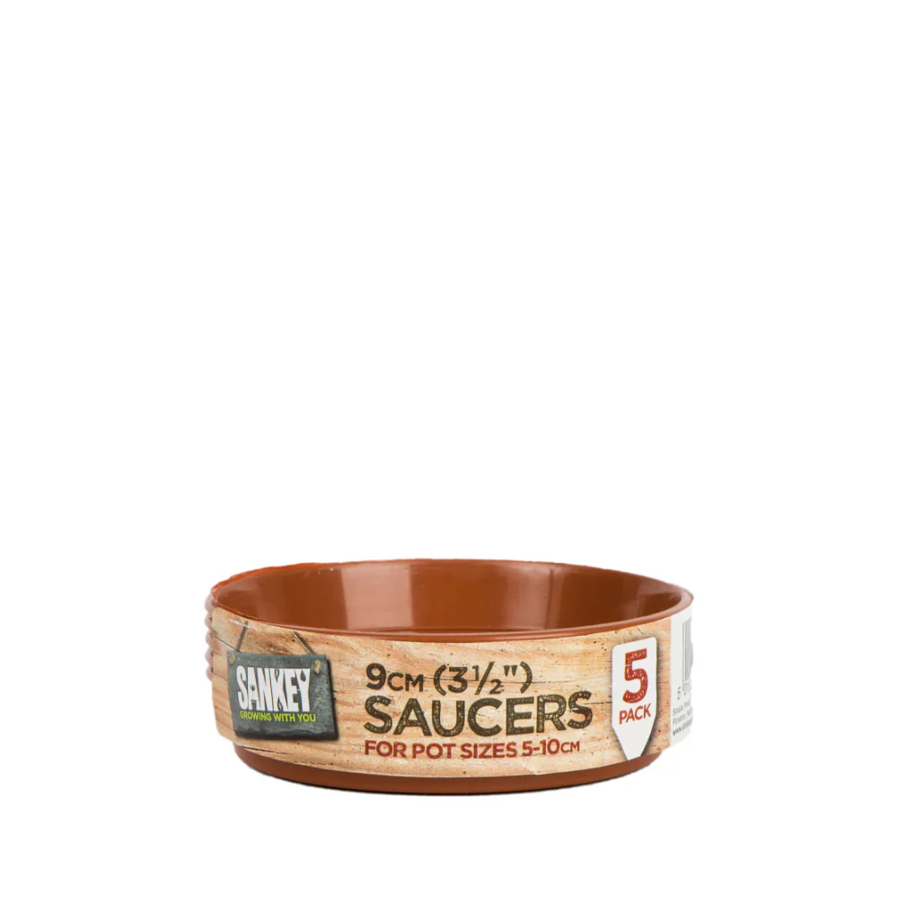 Sankey Grow Pot Saucer | 9cm, Pack of 5, Raised Rim, Terracotta Colour