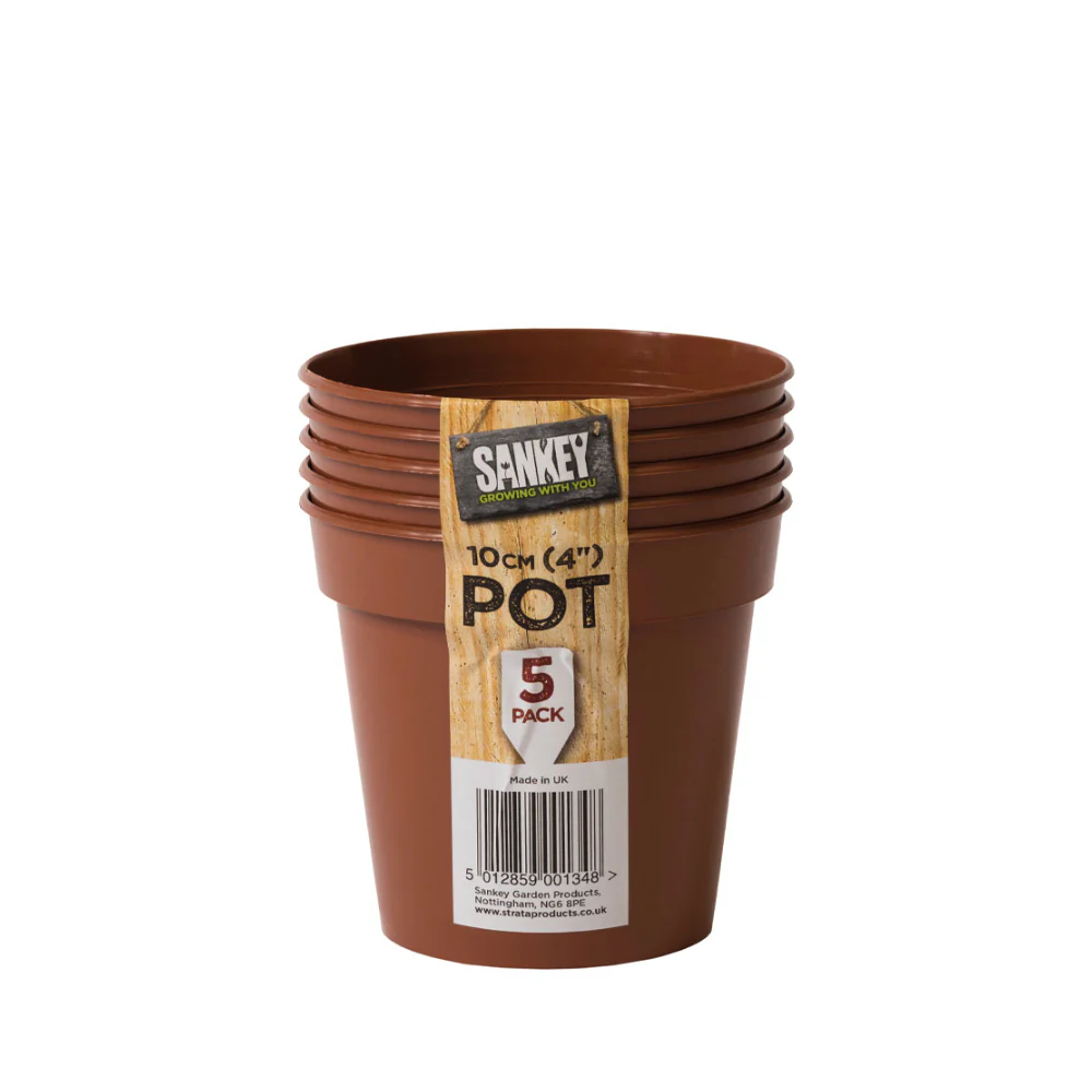 Sankey Terracotta-Style Grow Plant Pots | 10cm, Pack of 5, Made in UK