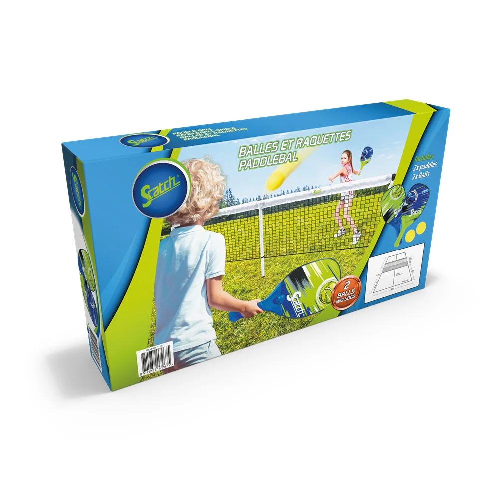 Scatch Paddleball Set | 4pcs | Green & Blue | Ergonomic Handle - Image 2