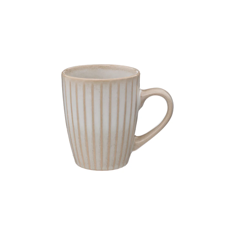 Secret de Gourmet Cream Ribbed Stoneware Mug | 380ml, Speckled Glaze
