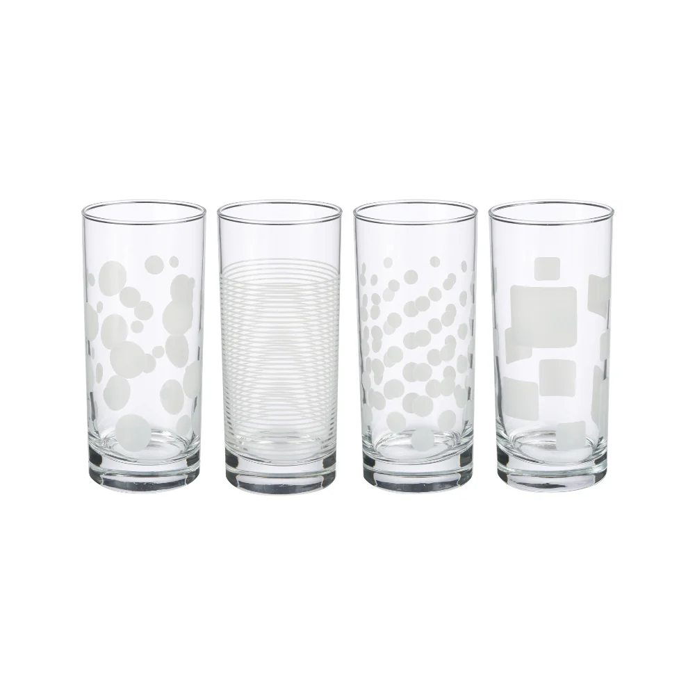 Secret de Gourmet Highball Tumbler Glasses | Pack of 4, 48cl, Assorted Patterns