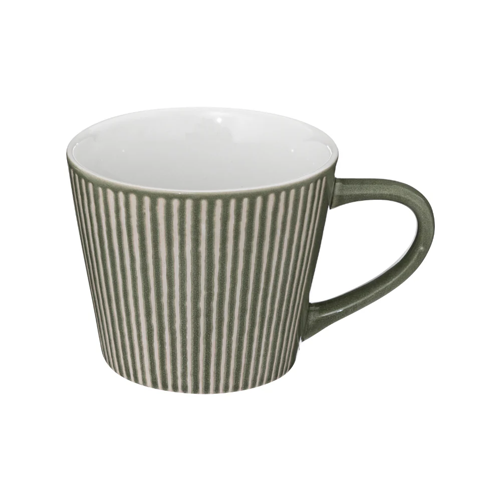 Secret de Gourmet Maya Green Two-Tone Mug | 40cl, Striped Texture