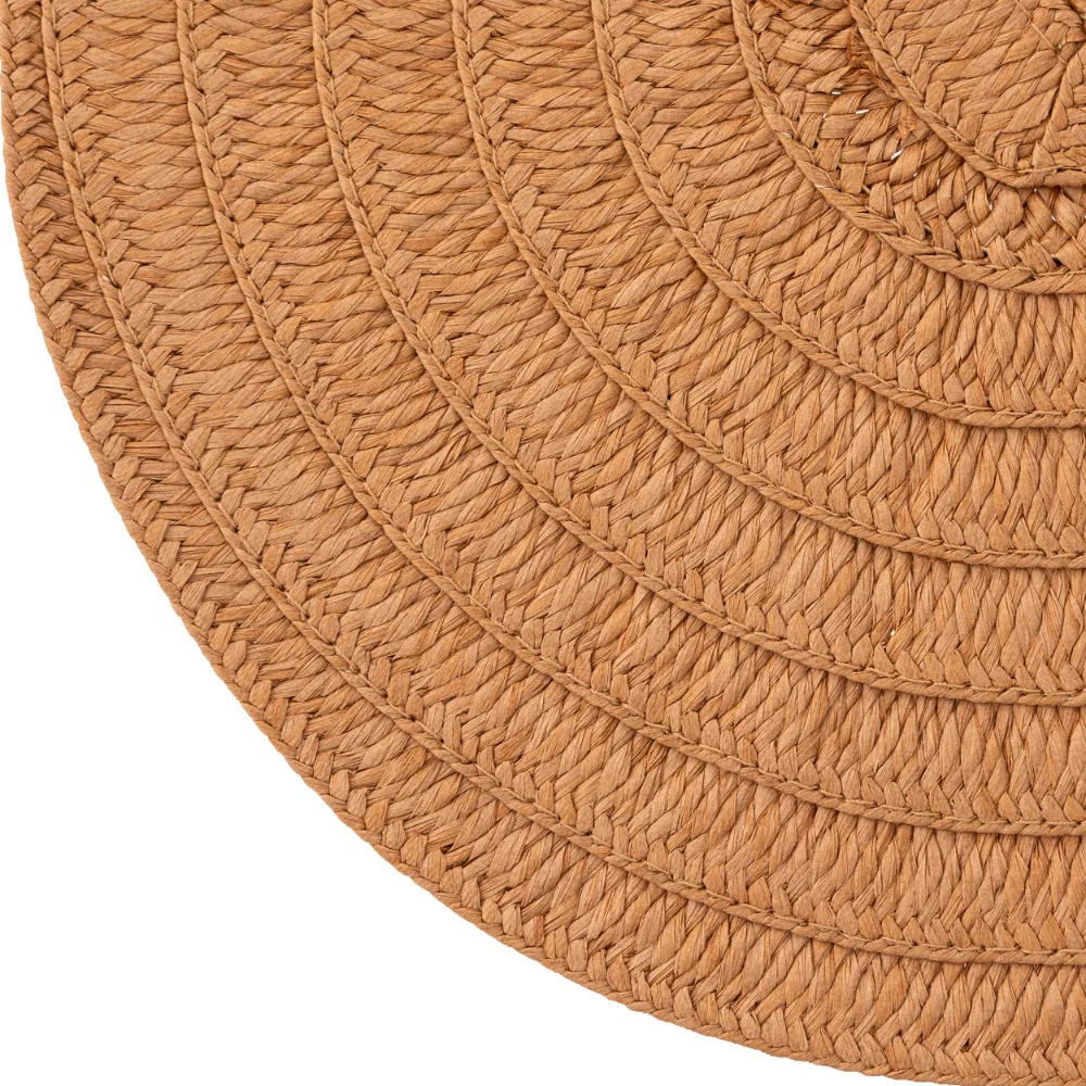 Secret de Gourmet Olivia Textured Woven Round Placemat | Camel, 38cm - Image 3