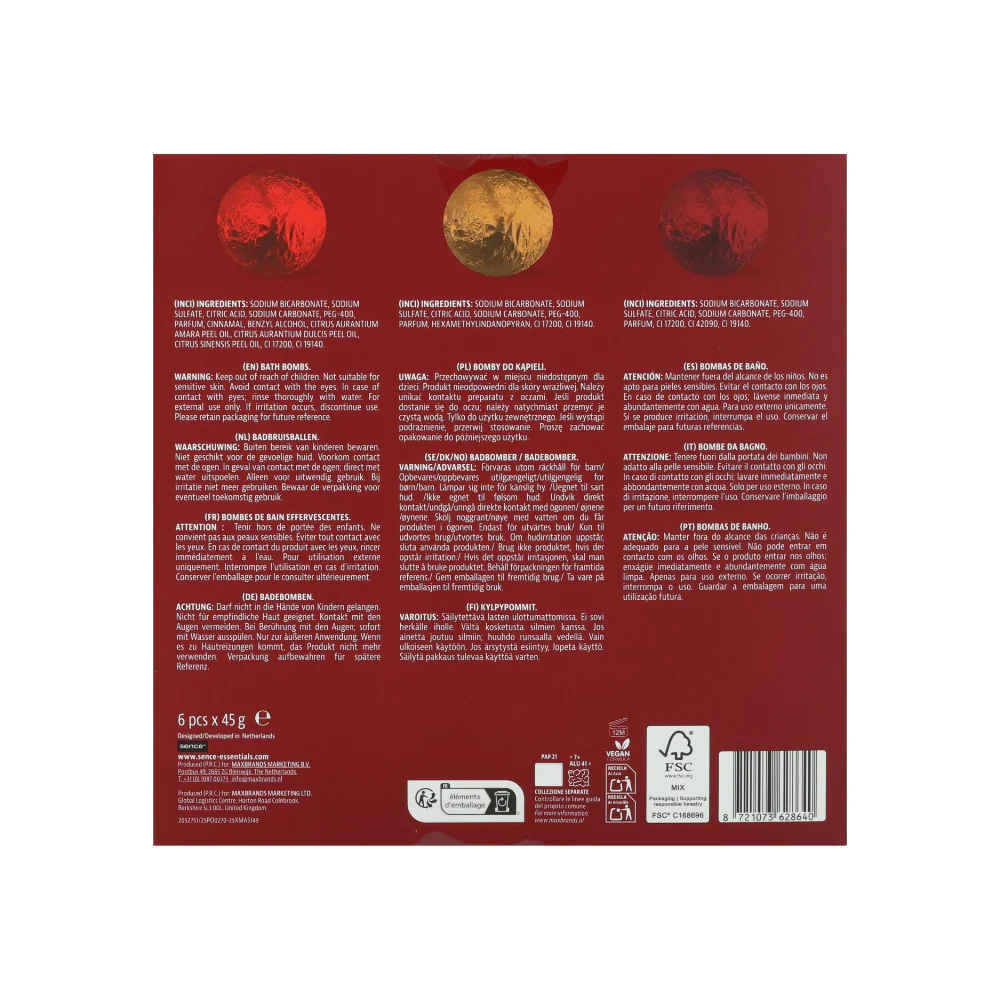 Sence Collecton Christmas List Bath Bomb Set | 6 Pieces, 45g - Image 3