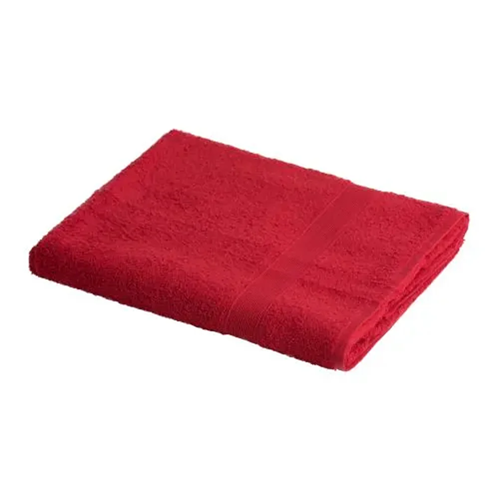 Sensations Red Terry Bath Towel | 70 x 138cm, Woven Border, Highly Absorbent