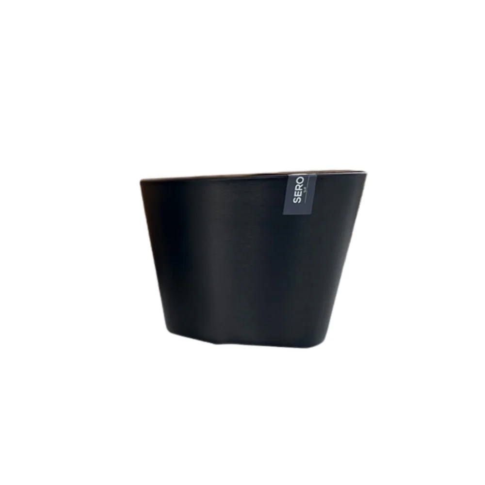 Sero Charcoal Tapered Plant Pot | 26cm, Flat Base, Wide Opening