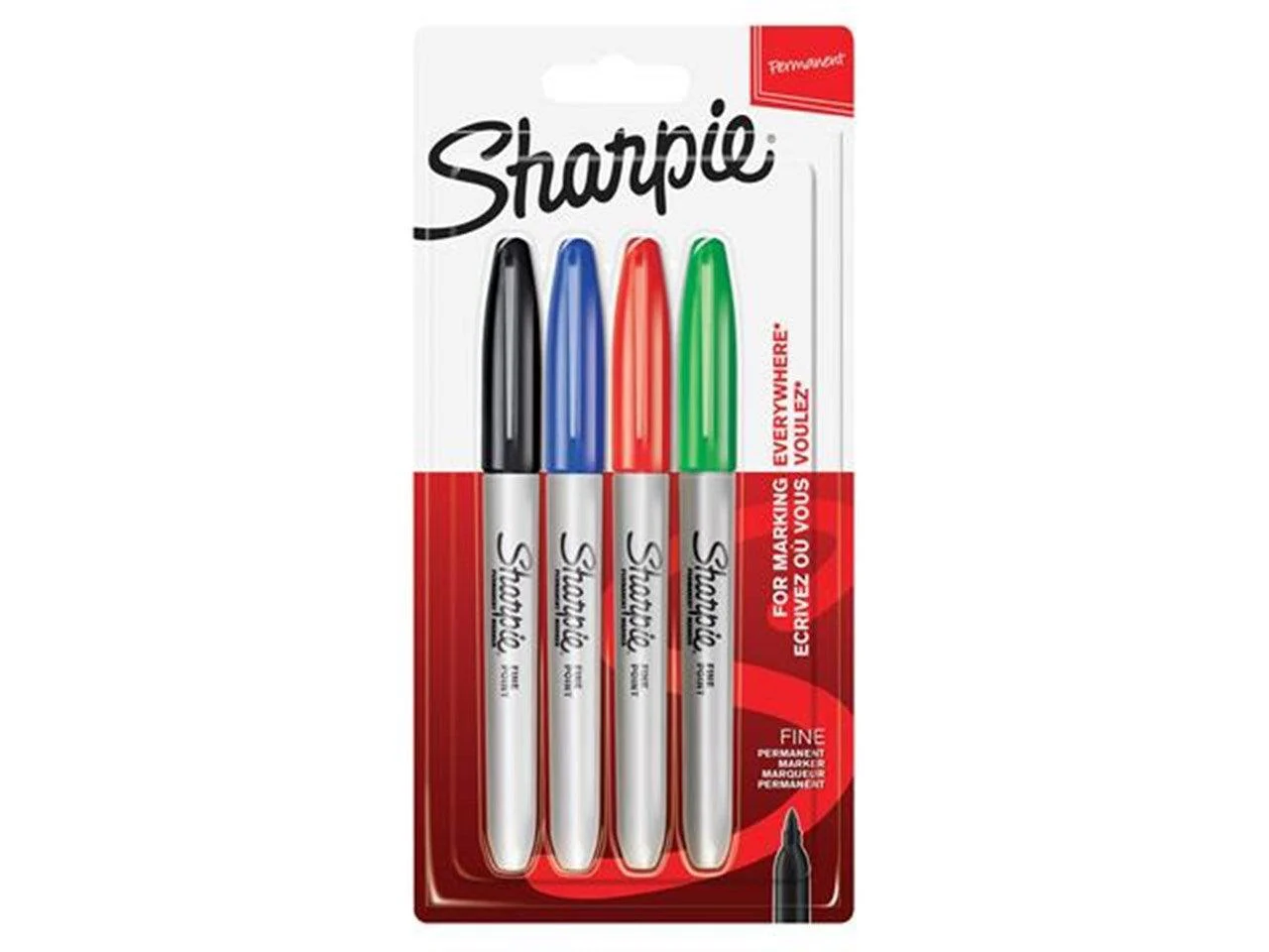Sharpie Permanent Markers Fine Point Assorted Standard Colours 4pk