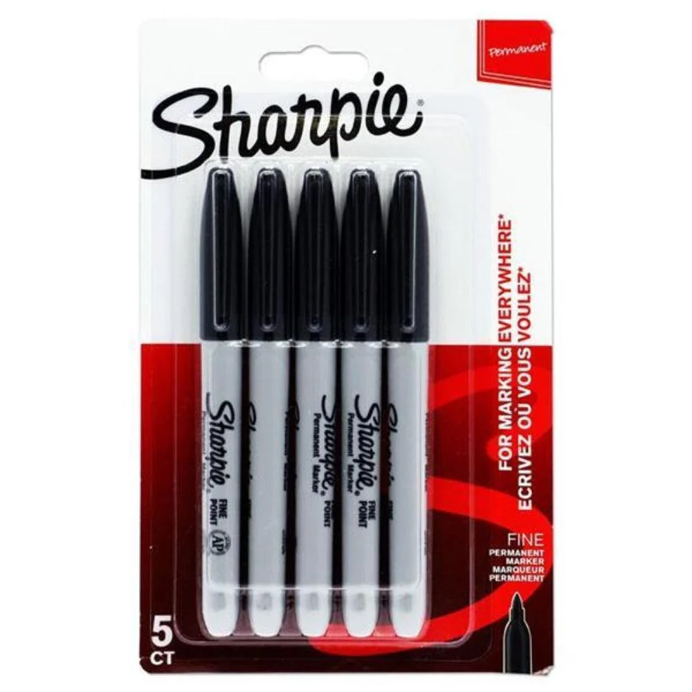 Sharpie Permanent Markers Fine Point Black 5pk