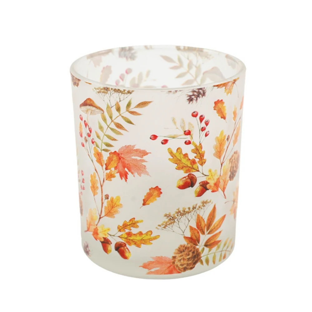 SIL Autumn Frosted Glass Candle Holder | 10x12.5cm