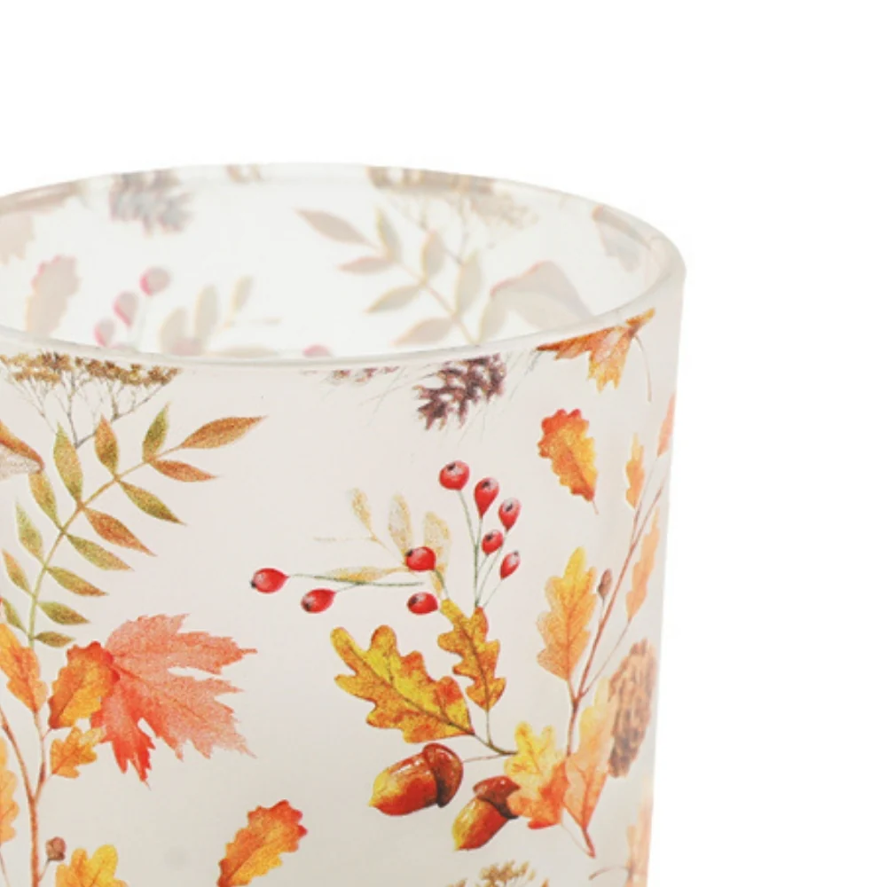 SIL Autumn Frosted Glass Candle Holder | 10x12.5cm - Image 2