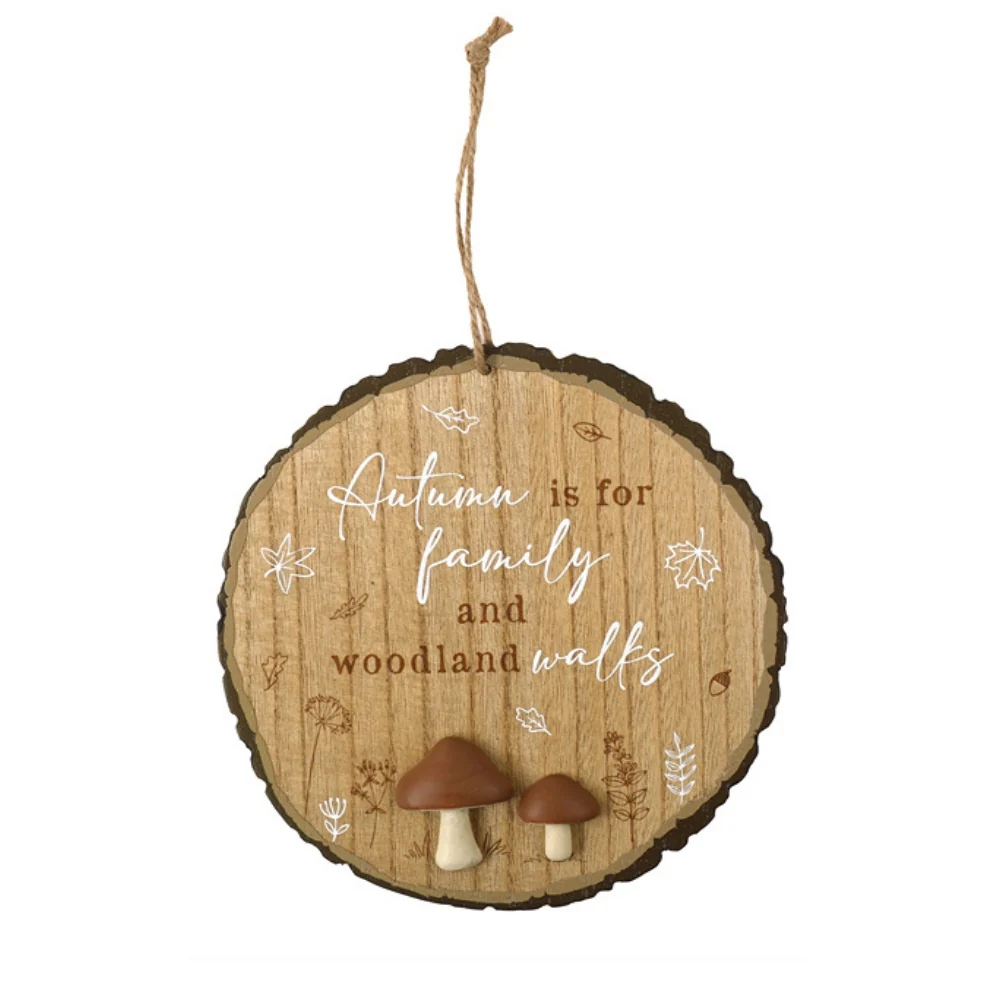 SIL Autumn Round Hang Plaque | 20cm Wood Decor - Image 2